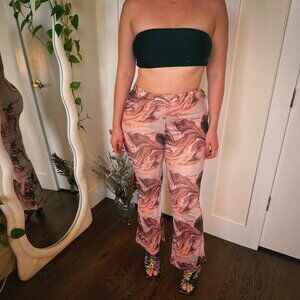 Colorful pattern flowy flair pants